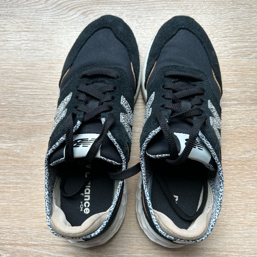New Balance Black Sneakers with Cream Accents